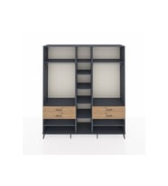 Hyperion Dolap 11 Raflı 4 Çekmeceli 2 Askılı 220x44x243 Antrasit-Antrasit/Çam