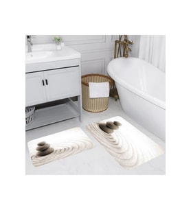 Rovigo Home Dijital Baskılı 2'li Banyo paspas Takımı RVG5009 (Bej)