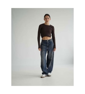 2410-Ptnc Kadın Likrasız Skater Patenci Jeans Kot Denim Pantolon (Koyu Mavi)