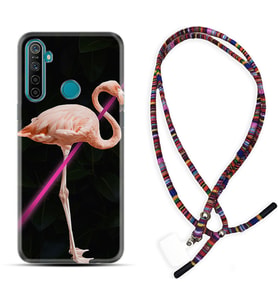 Realme 5i 5 Pro 6i 7 Pro 8 Kılıf Boyun Asklı Rasta Silikon Line Filamingo 1776