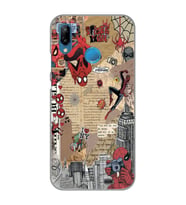 Huawei P20 Lite Uyumlu Örümcek Adam Kolaj Desenli Şeffaf Telefon Kılıfı