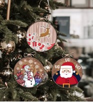 BK Gift 3'lü Ahşap Yılbaşı Ağacı Süsü-1 (Beyaz)