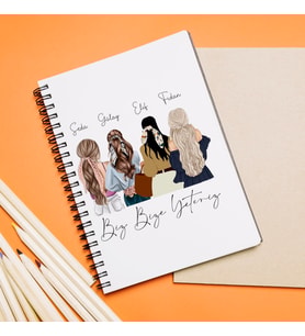 4 Kız Arkadaş Tasarımlı Kişiye Özel Defter