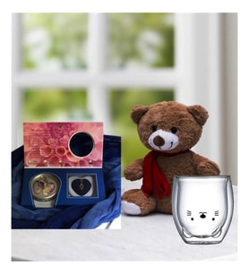 Peluş ayıcık ve istiridye içinde gerçek inci kolye Kedi Çidarlı Bardak