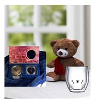 Peluş ayıcık ve istiridye içinde gerçek inci kolye Kedi Çidarlı Bardak