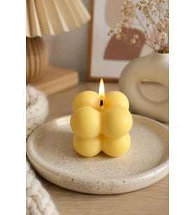 Mini Bubble 3'lü Mum - Mumelia Candles Doğal Soya, El Yapımı, Dekoratif - Sarı