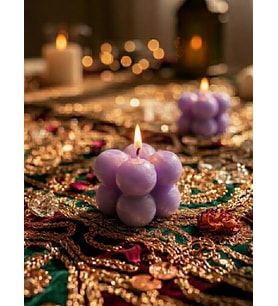 Mumelia Candles BubbleGlow - Doğal Soya Blok Dekoratif Mum - 5'li - Mor