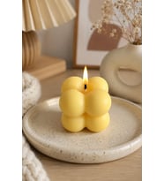 Mini Bubble 3'lü Mum - Mumelia Candles Doğal Soya, El Yapımı, Dekoratif - Sarı