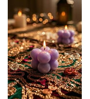 Mumelia Candles BubbleGlow - Doğal Soya Blok Dekoratif Mum - 5'li - Mor