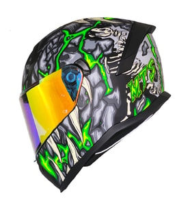 Motosiklet Kask Ece 22.R06 Güneş Vizörlü Full Face Motor Kaskı Skull Yeni