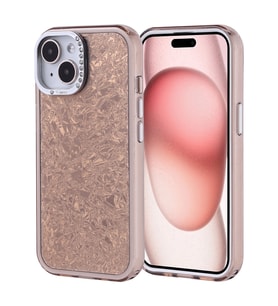 Apple iPhone 15 Uyumlu Kılıf Taşlı Tasarımlı Zore Kapi Kapak (Gold)