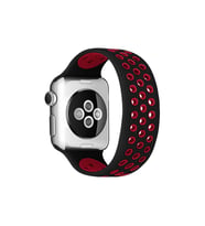 Apple Watch 38mm Ayarlı Delikli Silikon Kordon - Siyah-kırmızı