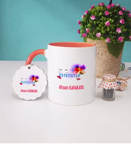 Estetisyen Kupa Bardak Turuncu ve Anahtarlık