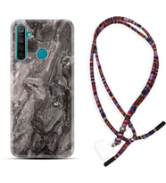 Realme 5i 5 Pro 6i 7 Pro 8 Kılıf Boyun Asklı Rasta Silikon Gri Mermer 1376