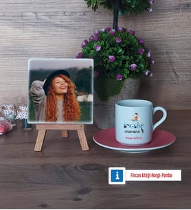 İngilizce Öğretmeni Fotoğraflı Dekoratif Taş, Ahşap Altlıklı Türk Kahvesi Fincanı Hediye Öğretmen Günü Hediyesi (Model 6)