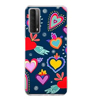 PrintiFy Huawei P Smart 2021 ile Uyumlu 1mm Slim Fit Retro Renkler 3 Baskılı Şeffaf  Kılıf