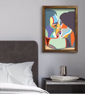 BK Gift Yatak Odası Konseptli Doğal Masif Ahşap Çerçeveli Tablo 45x65cm-20