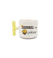 Krallar Da Nah Çeker Baskılı Mavi Kulplu T Kupa - Komik Hediye Bardak Fincan Mug