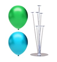 7 Çubuklu Balon Standı 50 Adet Balon Açık Mavi Koyu Yeşil