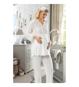 Ekru Hamile ( Lohusa ) Pijama Takımı - 1604