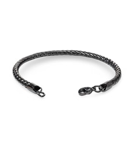 Oval Kral Bakla Siyah Çelik Zincir Bileklik 4.0Mm