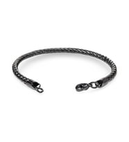 Oval Kral Bakla Siyah Çelik Zincir Bileklik 4.0Mm