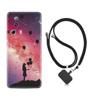 Xiaomi Mi 13 Lite Kılıf Resimli Boyun Askılı İpli Desenli Silikon Flowers Cat 2 1349