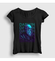 Presmono Kadın Siyah Evolution Evrim Charles Darwin T-Shirt 441862tt