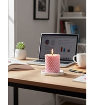 İNCİ TANELERİ HEDİYELİK DEKORATİF PORTAKAL ÇİÇEĞİ KOKULU SOYA WAX MUM (PEMBE RENKLİ)