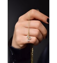 925 Ayar Gümüş Gold Kaplama Nisan Ayı Doğum Taşlı Kübik Drop Kolye