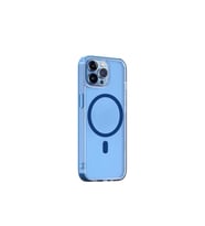 Uyumlu Model Apple iPhone 13 Pro Max Kılıf Magsafe Lens Korumalı Şeffaf Silikon Kapak (Mavi)