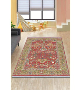 Pembe Çerçeveli Dokuma Pamuk Taban Kaymaz Kilim KLM214