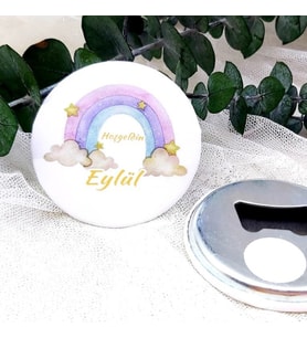 15 Adet Morlu Gökkuşağı Kız Bebek Açacak Magnet Hediyelik-
