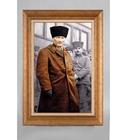 Altın Varaklı Paspartulu Çerçeveli Atatürk Tablo nt678