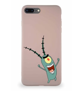 Apple iPhone 7 Plus Soft Premier Kapak Plankton Tasarımlı Silikon Kılıf - Pudra (Şeffaf)