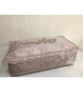 Lamazihome Pudra Kadife Nişan Hurcu Fransız Güpürlü Büyük Boy