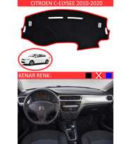 Citroen C-Elysee 2010-2020 İçin Uygun Torpido Koruma Halısı Siyah Kenar Renk Kırmızı