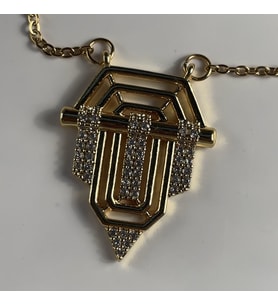 Kadın Gold Serenay Paslanmaz Çelik Taşlı Geometrik Kolye
