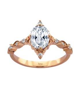 Pırlanta ve Oval Beyaz Topaz Pri Helione Yüzük 0747R0109