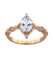 Pırlanta ve Oval Beyaz Topaz Pri Helione Yüzük 0747R0109