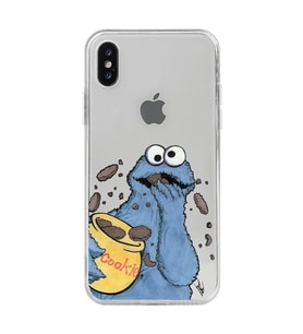 Iphone X / Xs Uyumlu Susam Sokağı Kurabiye Canavarı Desenli Şeffaf Telefon Kılıfı
