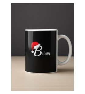 "belive""Yılbaşı Temalı" Merry Cristhmas Yeni Yıl Tasarımlı Hediyelik Porselen Kupa Bardak (Beyaz)