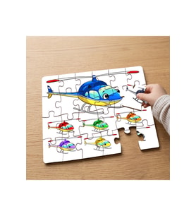Renkli Helikopterler Tasarımlı 24 Parça Ahşap Çocuk Puzzle MPK0325