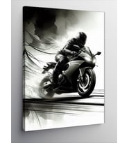 Kanvas Tablo Hızlı Sürat Motorcusu