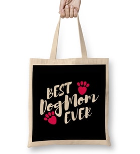 Best Dog Mom Ever Pug Sevimli Köpek Bez Çanta Uzun Saplı
