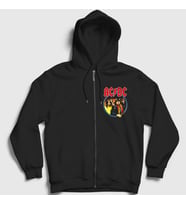 Presmono Unisex Siyah Highway To Hell Cover AC/DC Fermuarlı Kapüşonlu Sweatshirt 6413tt