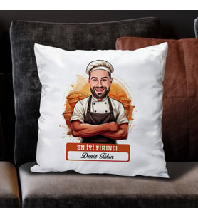 Kişiye Özel Hediye Karikatürlü En Başarılı Kadın Fırıncı Yastık