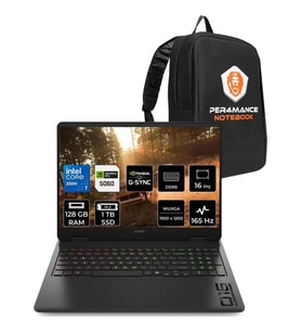 HP Omen 16 Core 7 250H Rtx 5060 8gb 128GB Ram 1tb SSD 16" Wuxga 165Hz Freedos BQ9A9EAP357 Gaming Laptop + Per4 Çanta