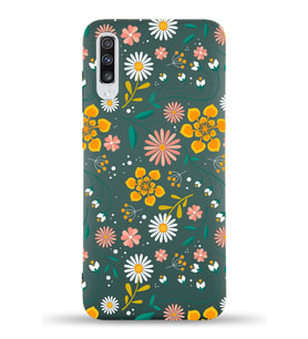 Samsung Galaxy A70 Uyumlu Lansman Kılıf Çiçek Tasarımlı İçi Kadife Kapak-Yeşil (Şeffaf)