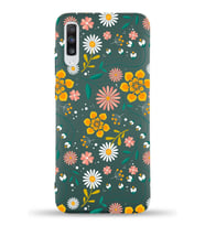 Samsung Galaxy A70 Uyumlu Lansman Kılıf Çiçek Tasarımlı İçi Kadife Kapak-Yeşil (Şeffaf)